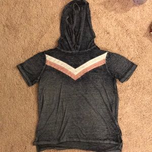 Blue tee with hoodie